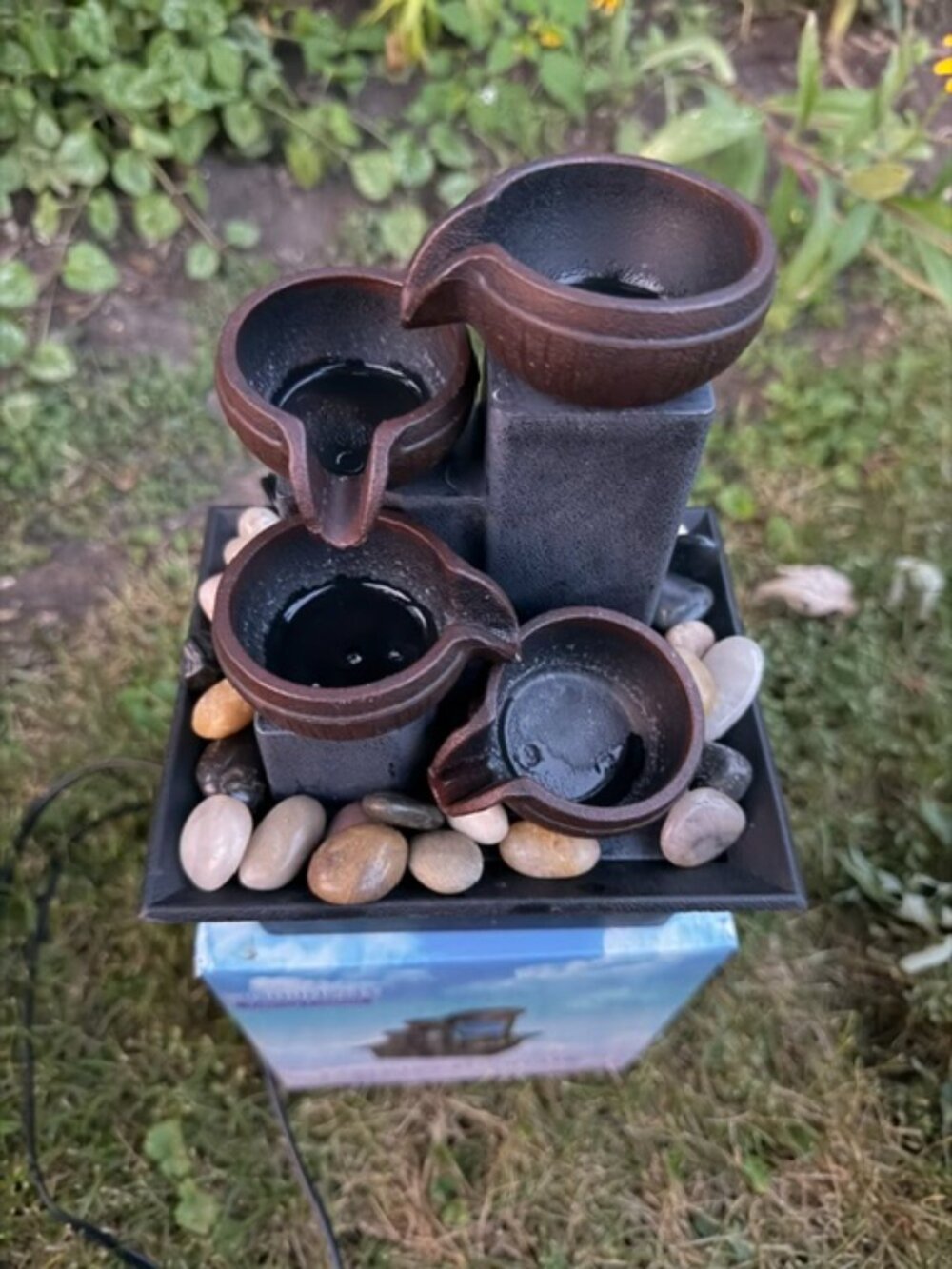 SURPRIZON Mini Tabletop Water Fountain with LED Light Rocks Zen Peace Meditation
